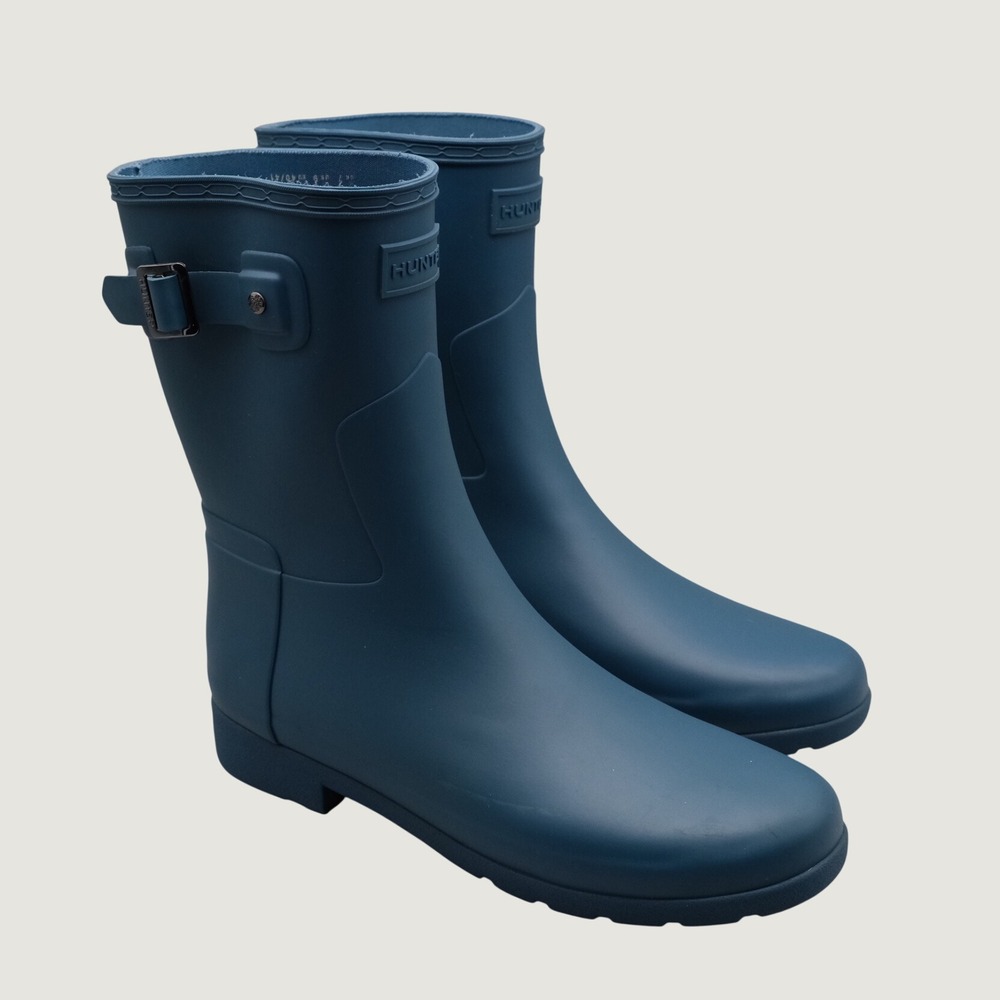 Hunter Original Short Rain Boots Size 9 Blue Matte Waterproof Rubber